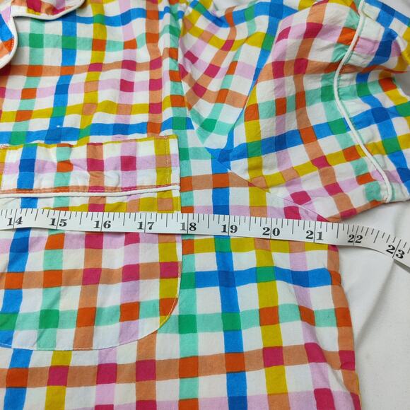 Print Fresh Oh Joy! Coloroful Rainbow Plaid Organic Cotton Small Pajama Top Only - Picture 10 of 11
